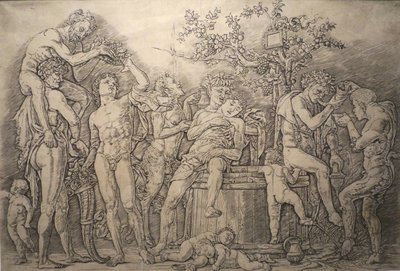 Bacchanal with Wine Press by Andrea Mantegna
